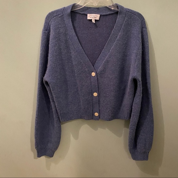 & Other Stories Sweaters - & Other Stories Blue Cropped Boxy Knit Cardigan